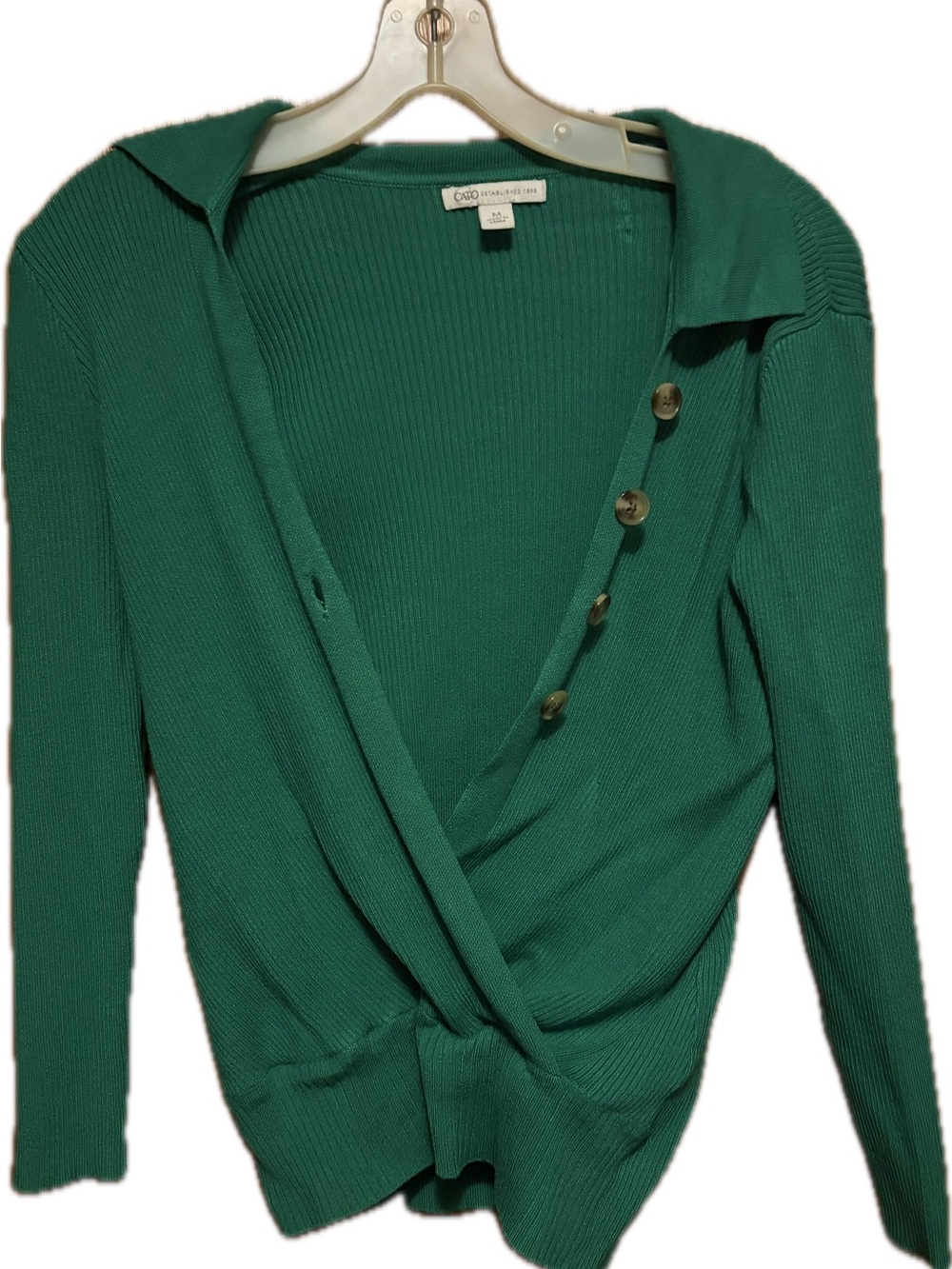 Cato Emerald Green Ribbed Wrap Cardigan